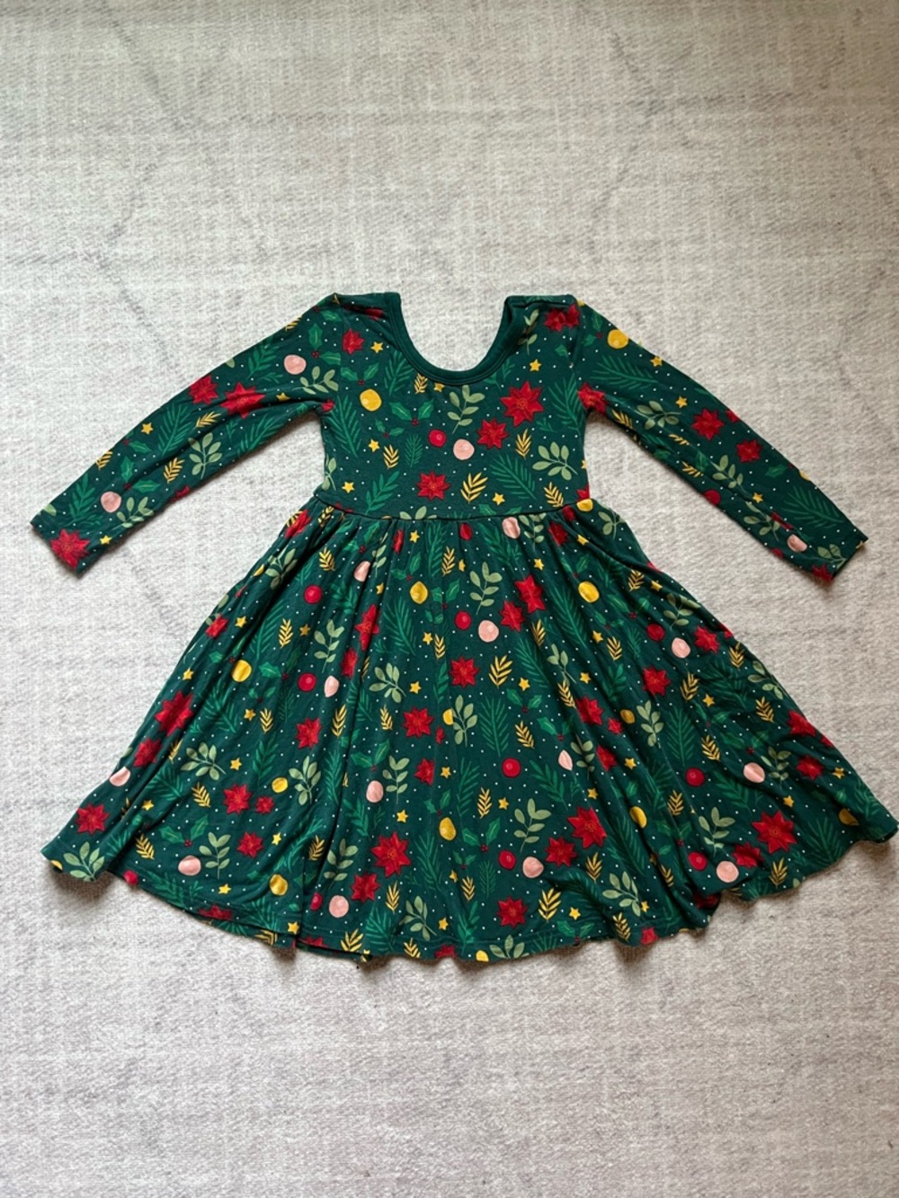 Little Sleepies Holly Jolly Christmas Bamboo LS Twirl Dress (3T)